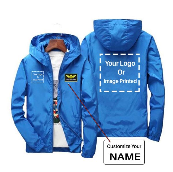 Copy of Custom Name & 2 LOGOS Designed Windbreaker Jackets Discount