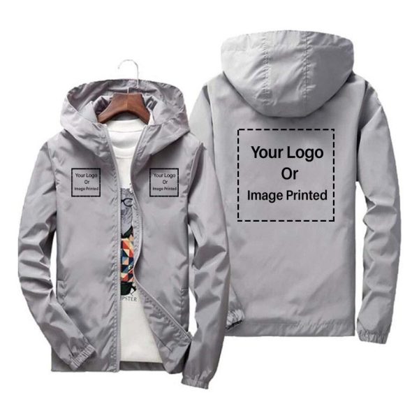 Custom 3 LOGOS Designed Windbreaker Jackets Online Sale