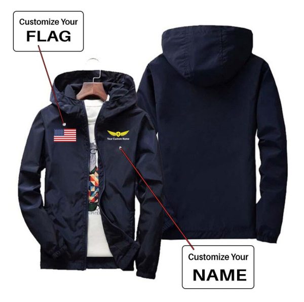 Custom Flag & Name with  Badge 2  Designed Windbreaker Jackets Sale