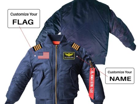 Custom Flag & Name  Special Badge  & Epaulettes Children Bomber Jackets Supply