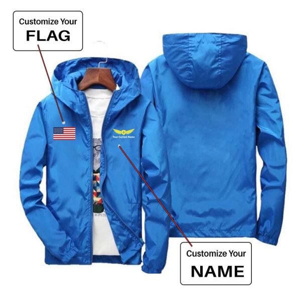 Custom Flag & Name with  Badge 2  Designed Windbreaker Jackets Sale