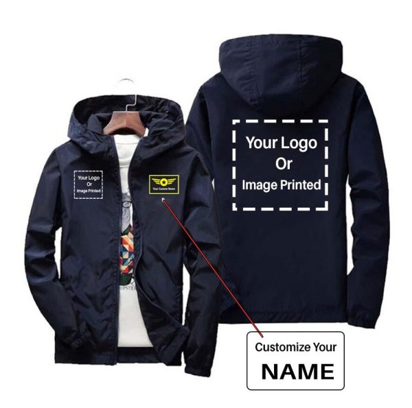 Copy of Custom Name & 2 LOGOS Designed Windbreaker Jackets Discount