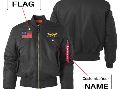 Custom Flag & Name with  Badge 2  -  Women  Bomber Jackets Online