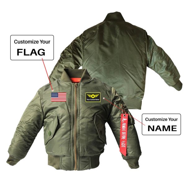 Custom Flag & Name with  Special Badge  Children Bomber Jackets For Cheap