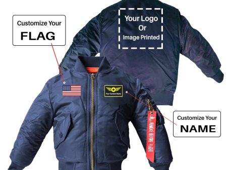 Custom Flag & Name & LOGO Designed Children Bomber Jackets For Discount