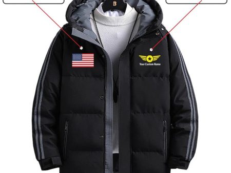 Custom Flag & Name with  Badge 4  Designed Thick Fashion Jackets Discount