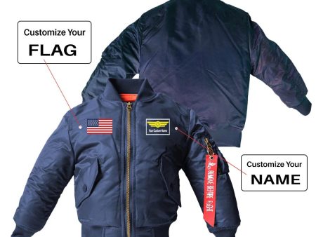 Custom Flag & Name with  Badge 1  Children Bomber Jackets on Sale