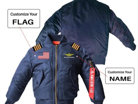 Custom Flag & Name  Badge 3  & Epaulettes Children Bomber Jackets Hot on Sale