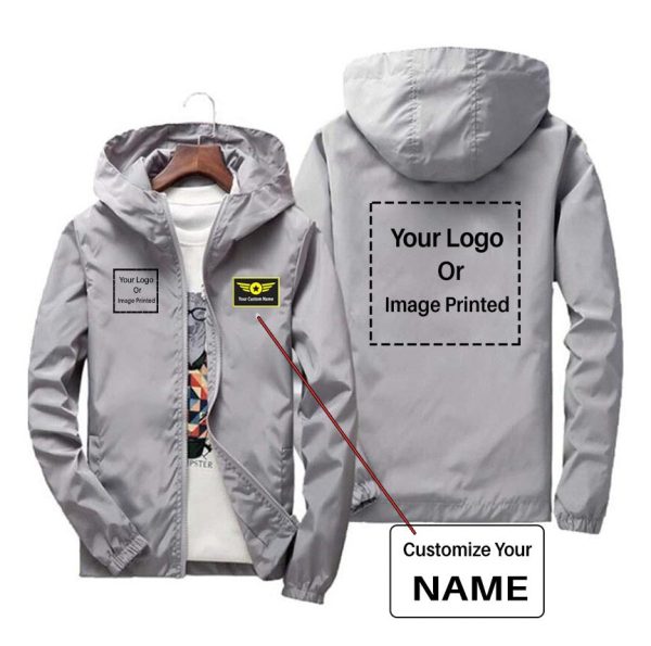 Copy of Custom Name & 2 LOGOS Designed Windbreaker Jackets Discount