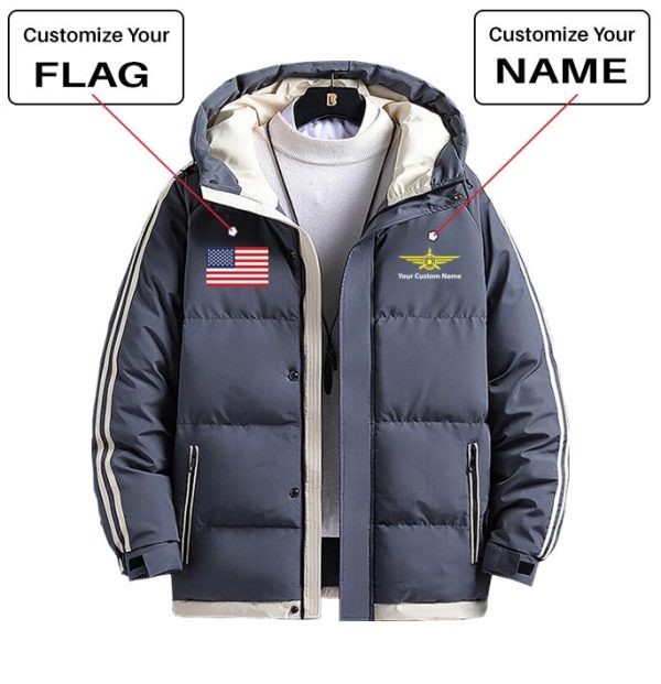 Custom Flag & Name with  Badge 3  Designed Thick Fashion Jackets For Sale