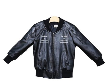 Custom 2 LOGOS Designed Children Leather Jackets For Discount