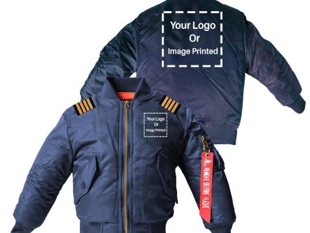 Custom 2 LOGOS & Epaulettes Children Bomber Jackets For Cheap