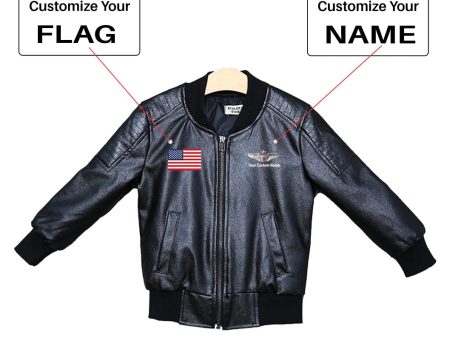 Custom Flag & Name with  US Air Force & Star  Children Leather Jackets Online Hot Sale