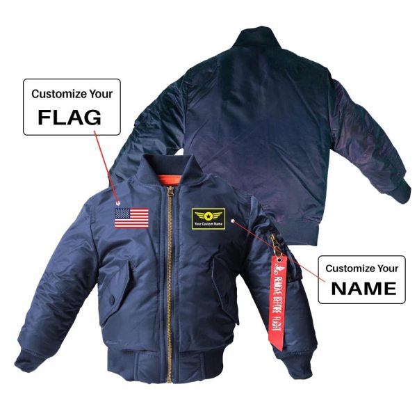 Custom Flag & Name with  Special Badge  Children Bomber Jackets For Cheap