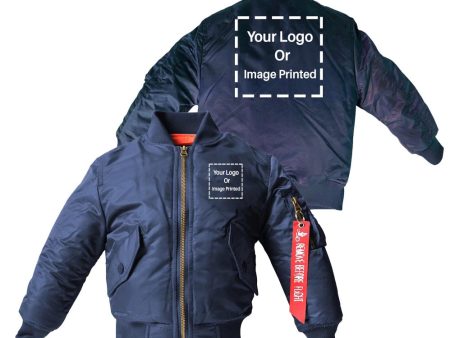 Custom 2 LOGOS Designed Children Bomber Jackets on Sale