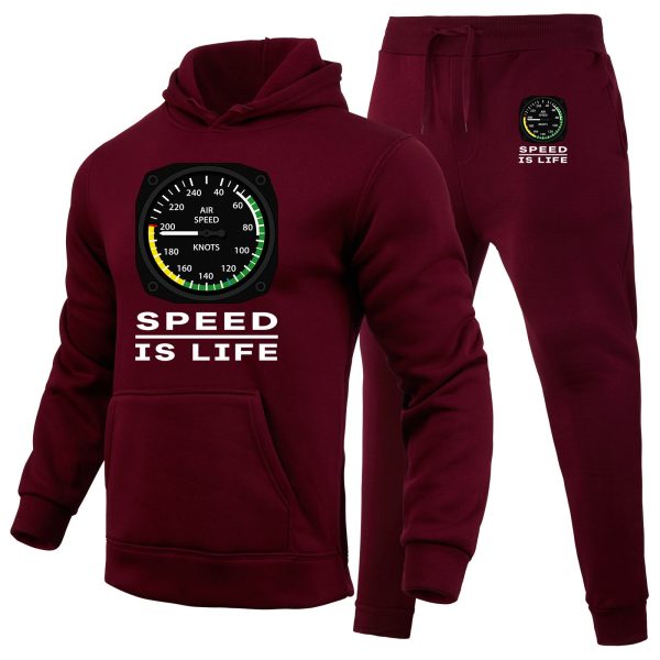 Speed Is Life Designed Hoodies & Sweatpants Set Sale